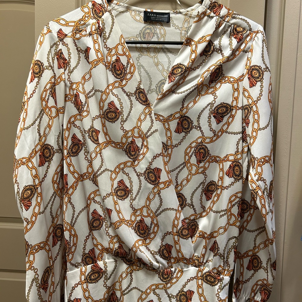 Zara Chain Patterned Top with Gold Accents